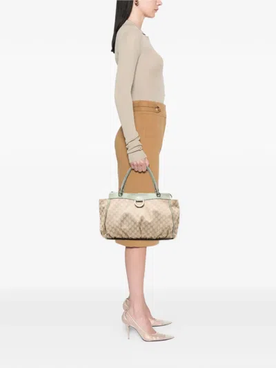 Pre-owned Gucci 2016-2025 Gg Canvas Abbey D Ring Tote Bag In Brown