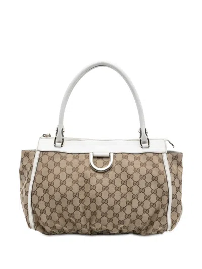 Pre-owned Gucci 2016-2025 Gg Canvas Abbey D Ring Tote Bag In Brown
