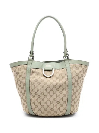 Pre-owned Gucci 2016-2025 Gg Canvas Abbey D Ring Tote Bag In Brown