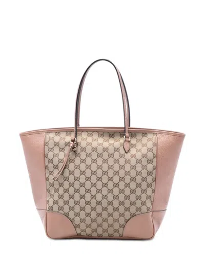 Pre-owned Gucci 2016-2025 Gg Canvas And Leather Bree Tote Bag In Pink