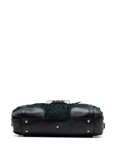 Pre-owned Gucci 2016-2025 Gg Canvas And Leather Dialux Queen Tote Bag In Black