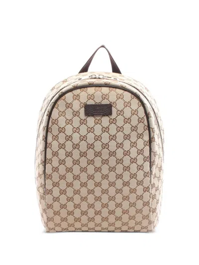Pre-owned Gucci 2016-2025 Gg Canvas Backpack In Brown