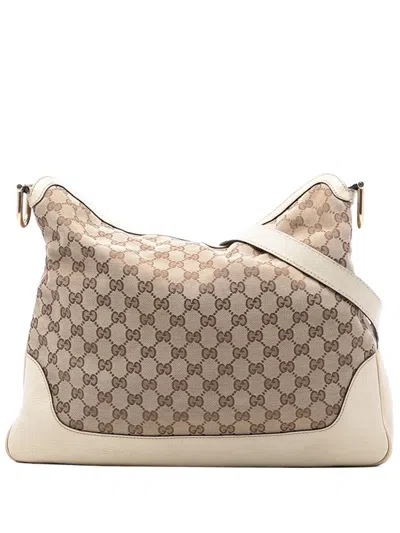 Pre-owned Gucci 2016-2025 Gg Canvas Bamboo Diana Satchel In Brown