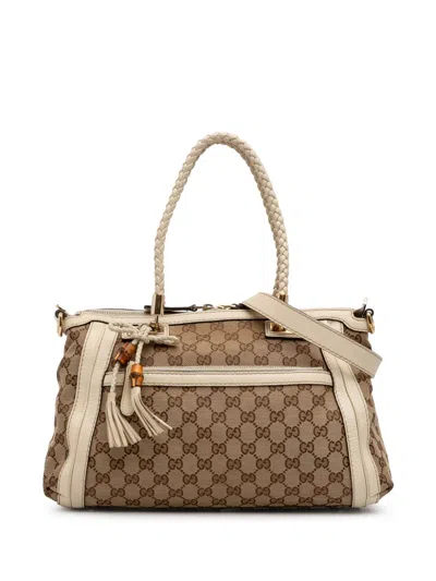 Pre-owned Gucci 2016-2025 Gg Canvas Bella Satchel In Brown