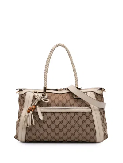 Pre-owned Gucci 2016-2025 Gg Canvas Bella Satchel In Brown