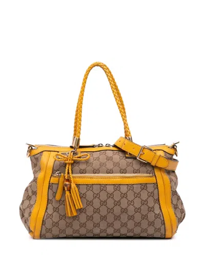 Pre-owned Gucci 2016-2025 Gg Canvas Bella Satchel In Brown