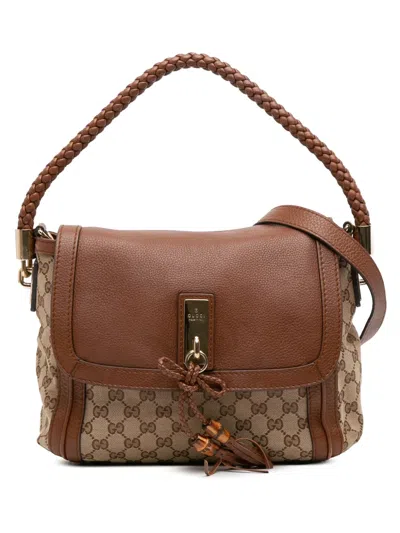 Pre-owned Gucci 2016-2025 Gg Canvas Bella Satchel In Brown