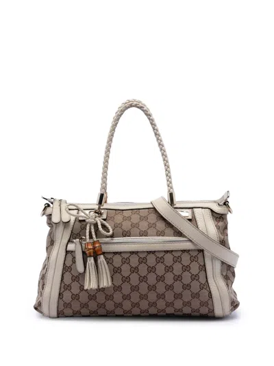 Pre-owned Gucci 2016-2025 Gg Canvas Bella Satchel In Brown