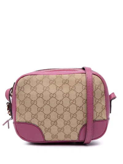 Pre-owned Gucci 2016-2025 Gg Canvas Bree Crossbody Bag In Brown
