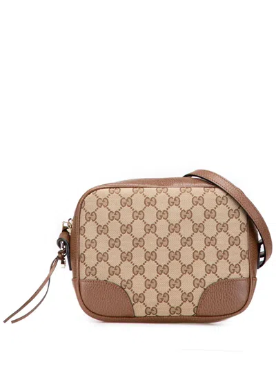 Pre-owned Gucci 2016-2025 Gg Canvas Bree Crossbody Bag In Brown
