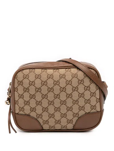 Pre-owned Gucci 2016-2025 Gg Canvas Bree Crossbody Bag In Brown