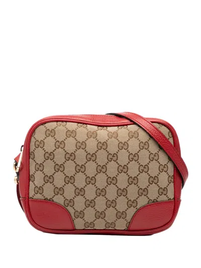 Pre-owned Gucci 2016-2025 Gg Canvas Bree Crossbody Bag In Brown