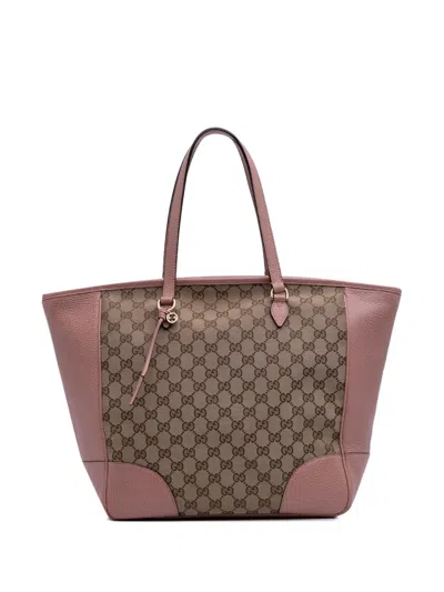 Pre-owned Gucci 2016-2025 Gg Canvas Bree Tote Bag In Brown