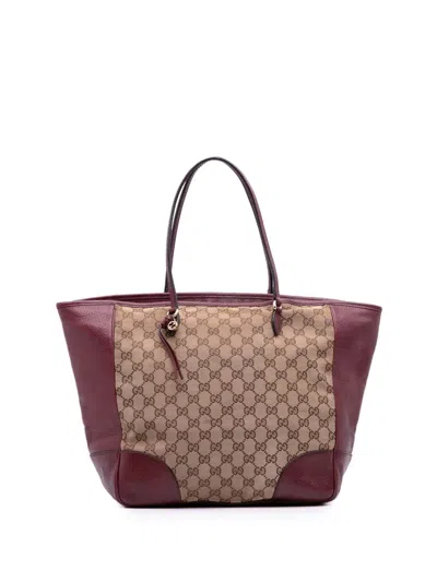 Pre-owned Gucci 2016-2025 Gg Canvas Bree Tote Bag In Brown