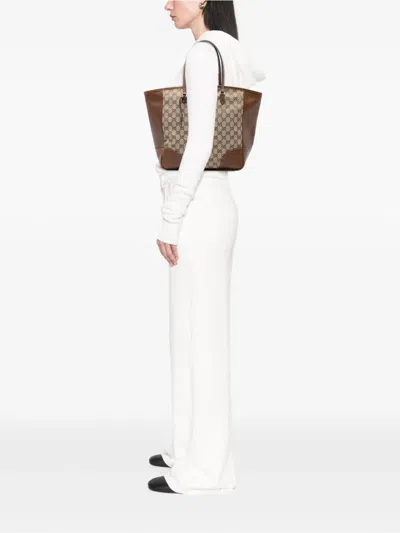 Pre-owned Gucci 2016-2025 Gg Canvas Bree Tote Bag In Brown