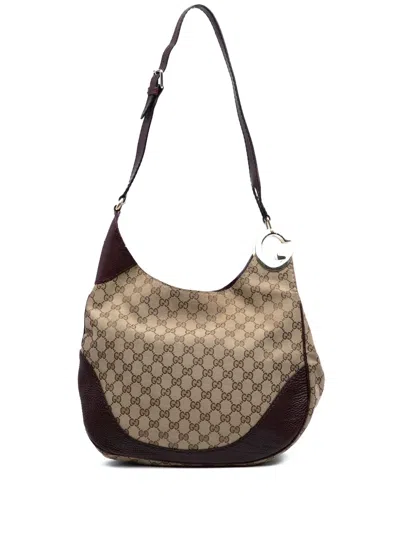 Pre-owned Gucci 2016-2025 Gg Canvas Charlotte Crossbody Bag In Brown