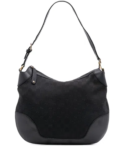 Pre-owned Gucci 2016-2025 Gg Canvas Charlotte Hobo Bag In Black