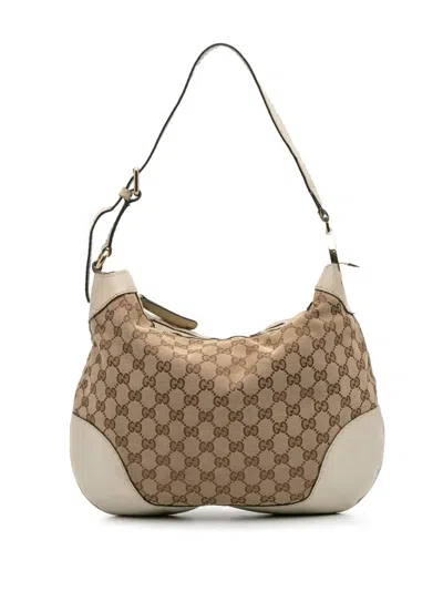 Pre-owned Gucci 2016-2025 Gg Canvas Charlotte Hobo Bag In Brown
