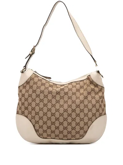 Pre-owned Gucci 2016-2025 Gg Canvas Charlotte Hobo Bag In Brown