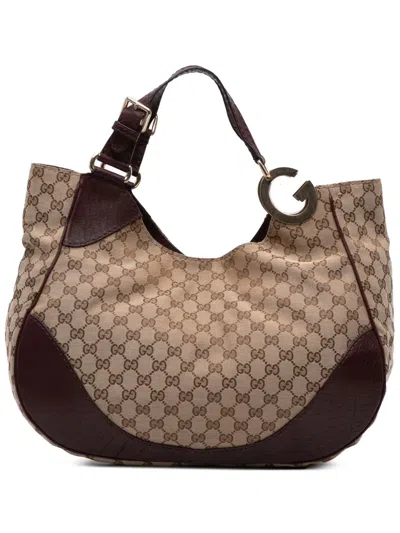 Pre-owned Gucci 2016-2025 Gg Canvas Charlotte Tote Bag In Brown