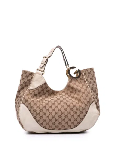 Pre-owned Gucci 2016-2025 Gg Canvas Charlotte Tote Bag In Brown