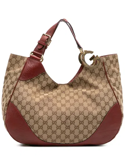 Pre-owned Gucci 2016-2025 Gg Canvas Charlotte Tote Bag In Brown
