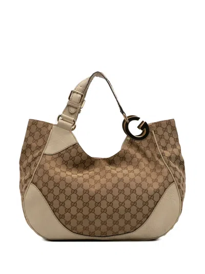 Pre-owned Gucci 2016-2025 Gg Canvas Charlotte Tote Bag In Brown