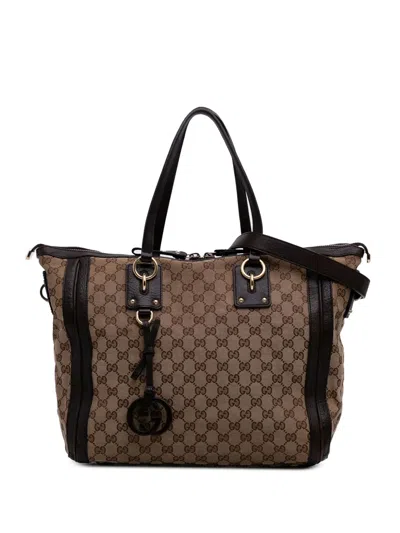 Pre-owned Gucci 2016-2025 Gg Canvas Charm Satchel