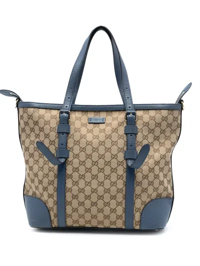 Pre-owned Gucci 2016-2025 Gg Canvas Convertible Tote Satchel In Brown