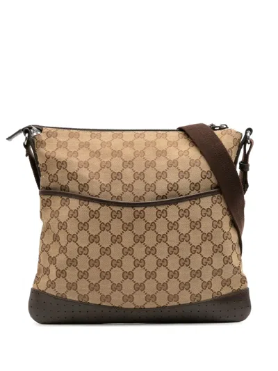 Pre-owned Gucci 2016-2025 Gg Canvas Crossbody Bag In Brown