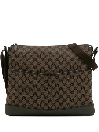 Pre-owned Gucci 2016-2025 Gg Canvas Crossbody Bag In Brown