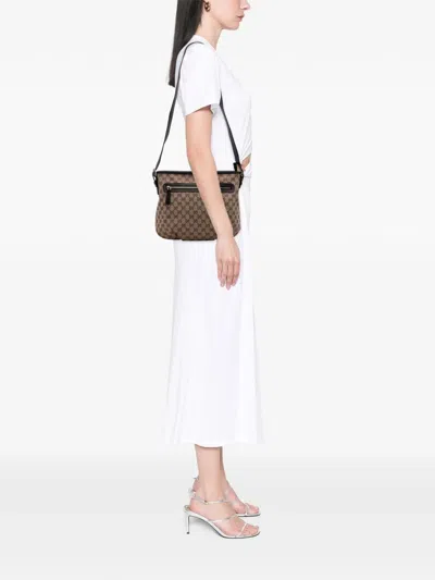 Pre-owned Gucci 2016-2025 Gg Canvas Crossbody Bag In Brown