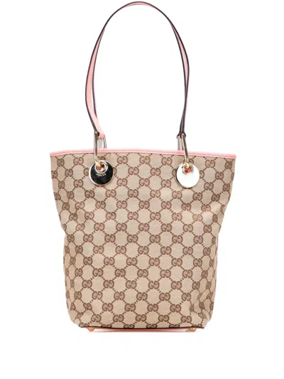 Pre-owned Gucci 2016-2025 Gg Canvas Eclipse Tote Bag In Brown