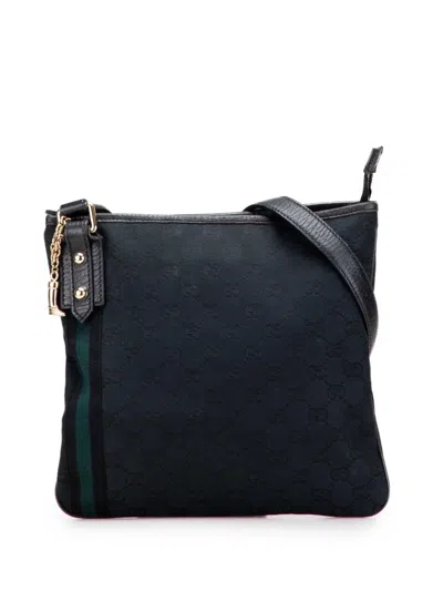 Pre-owned Gucci 2016-2025 Gg Canvas Jolicoeur Crossbody Bag In Black