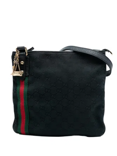 Pre-owned Gucci 2016-2025 Gg Canvas Jolicoeur Crossbody Bag In Black