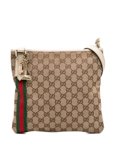 Pre-owned Gucci 2016-2025 Gg Canvas Jolicoeur Crossbody Bag In Brown