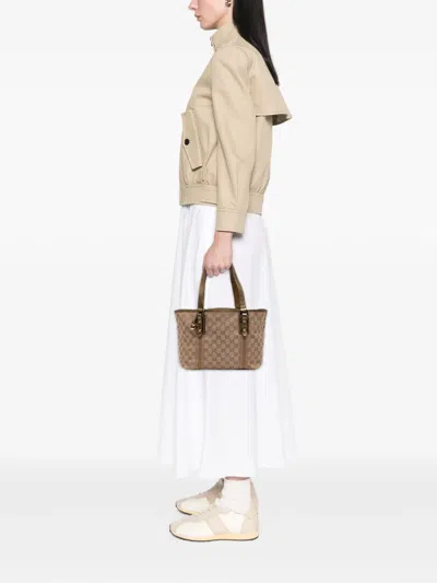 Pre-owned Gucci 2016-2025 Gg Canvas Jolicoeur Tote Bag In Brown