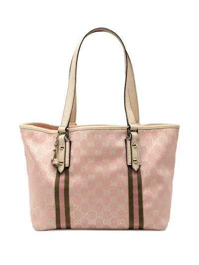 Pre-owned Gucci 2016-2025 Gg Canvas Jolicoeur Tote Bag In Pink