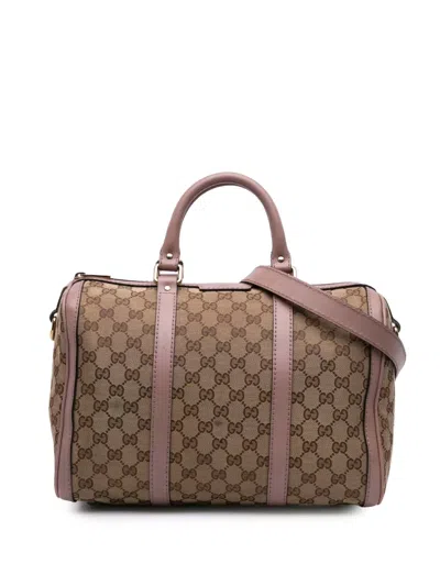 Pre-owned Gucci 2016-2025 Gg Canvas Joy Boston Bag Satchel In Brown