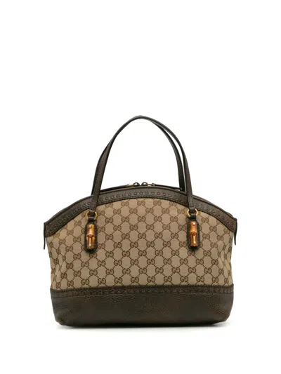 Pre-owned Gucci 2016-2025 Gg Canvas Laidback Crafty Handbag In Brown