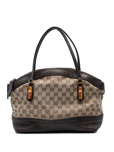 Pre-owned Gucci 2016-2025 Gg Canvas Laidback Crafty Handbag In Brown