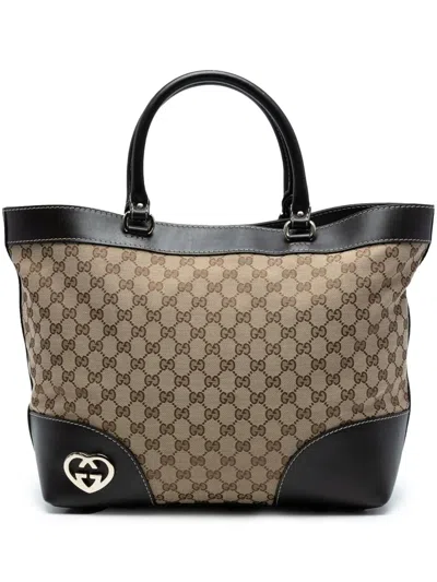 Pre-owned Gucci 2016-2025 Gg Canvas Lovely Tote Bag In Brown