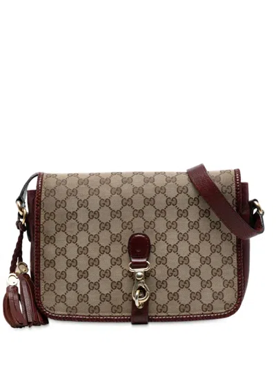 Pre-owned Gucci 2016-2025 Gg Canvas Marrakech Crossbody Bag In Brown