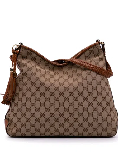 Pre-owned Gucci 2016-2025 Gg Canvas Marrakech Shoulder Bag In Brown