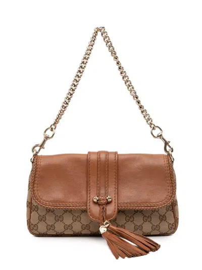 Pre-owned Gucci 2016-2025 Gg Canvas Marrakech Shoulder Bag In Brown