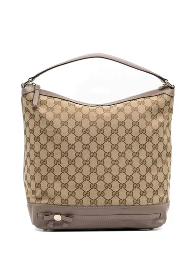 Pre-owned Gucci 2016-2025 Gg Canvas Mayfair Hobo Bag In Brown