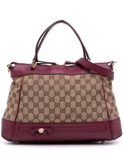 Pre-owned Gucci 2016-2025 Gg Canvas Mayfair Satchel In Brown