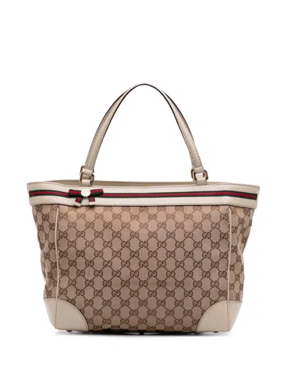 Pre-owned Gucci 2016-2025 Gg Canvas Mayfair Tote Bag In Brown