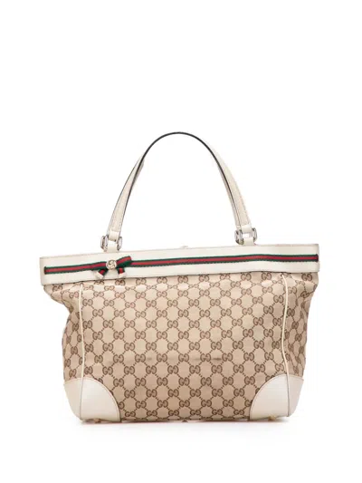 Pre-owned Gucci 2016-2025 Gg Canvas Mayfair Tote Bag In Brown