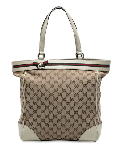 Pre-owned Gucci 2016-2025 Gg Canvas Mayfair Tote Bag In Brown
